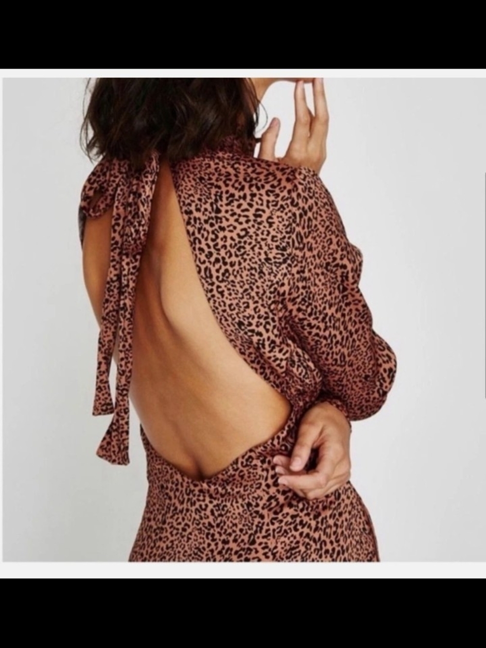 Free People Backless Leopard Print Dress in Brown